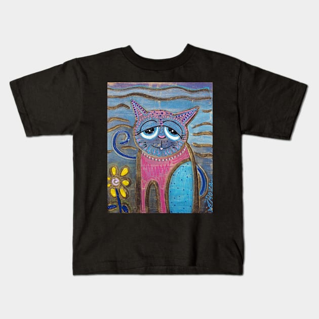 Color Me Cat Kids T-Shirt by barbosaart